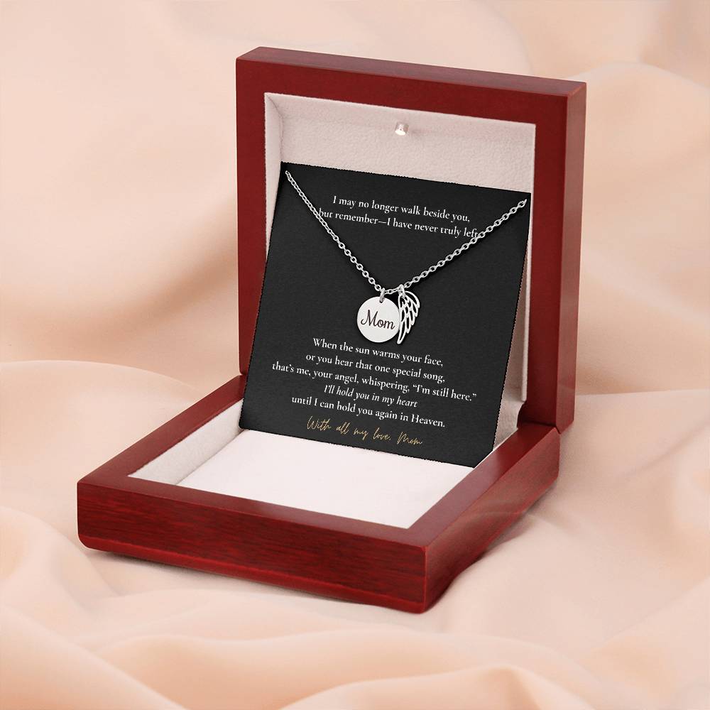 Memorial Jewelry for Loss of Mom – Remembrance Necklace with Angel Wing – Sympathy Gift Keepsake