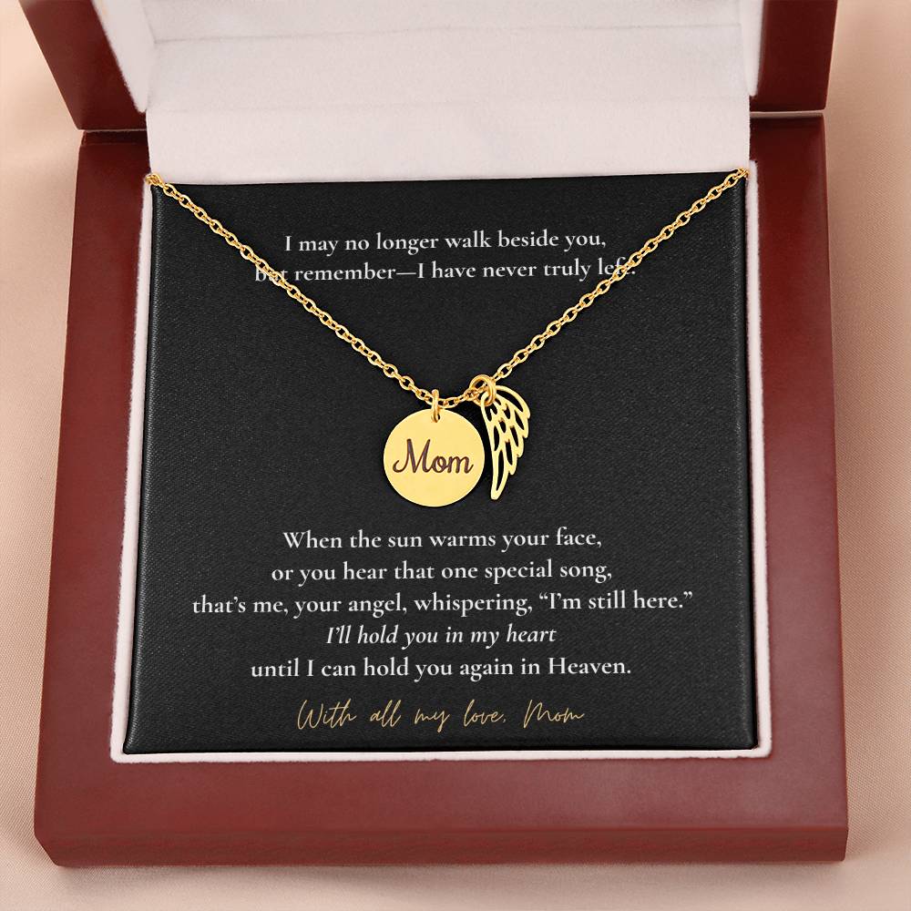 Memorial Jewelry for Loss of Mom – Remembrance Necklace with Angel Wing – Sympathy Gift Keepsake