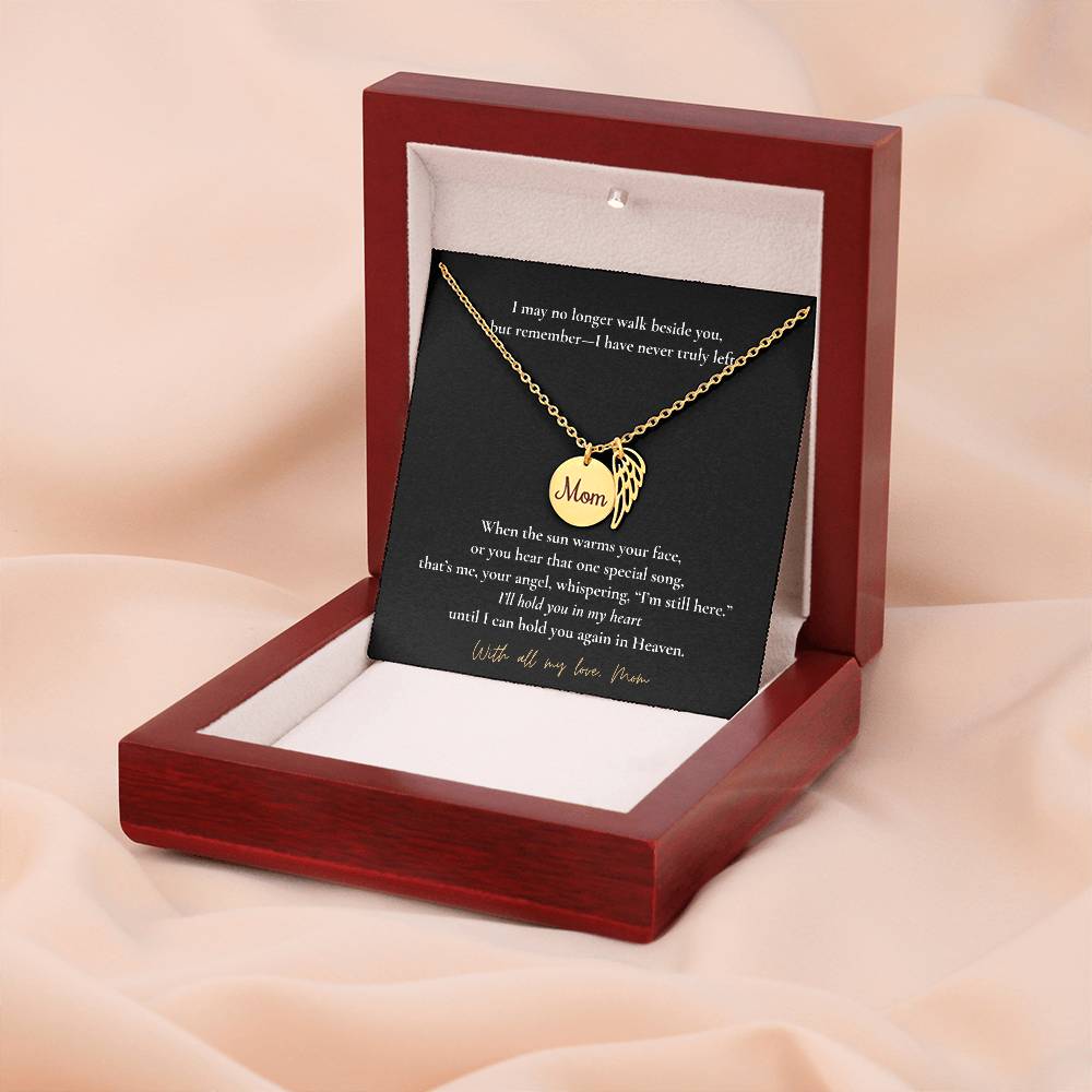 Memorial Jewelry for Loss of Mom – Remembrance Necklace with Angel Wing – Sympathy Gift Keepsake