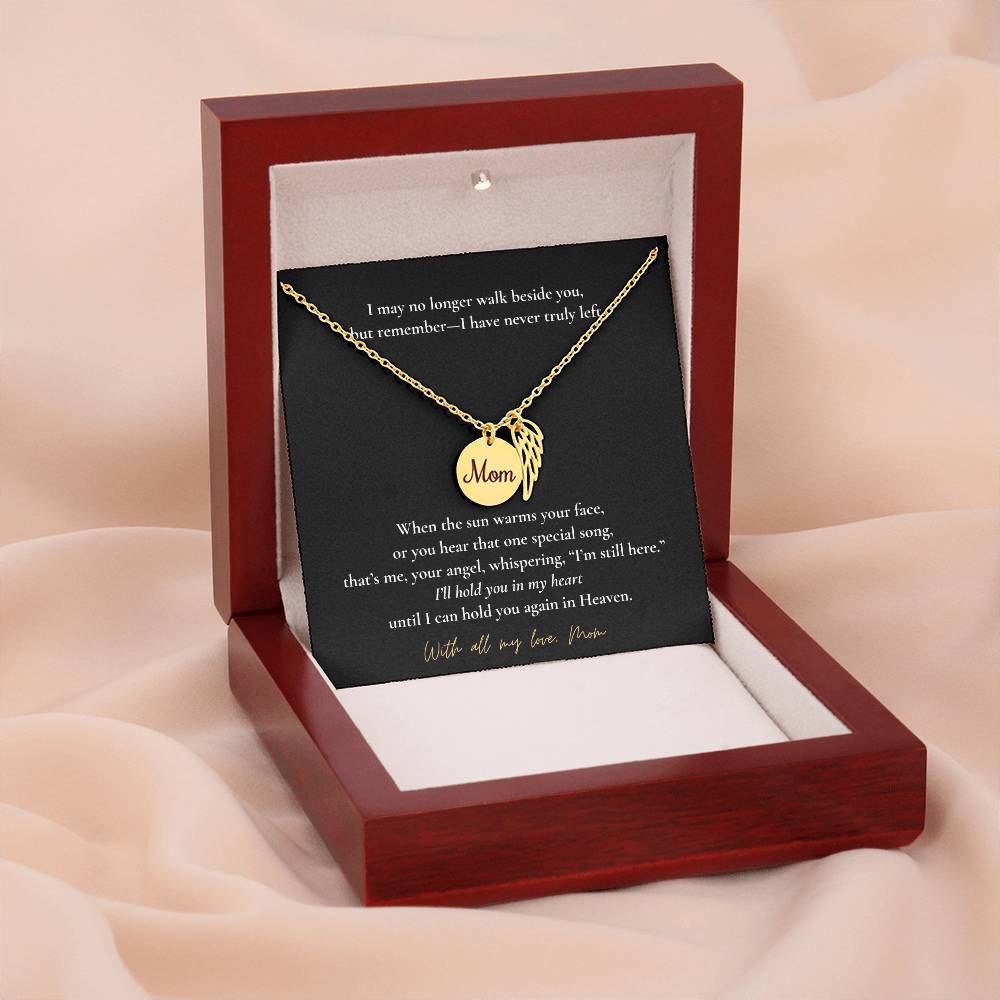 Memorial Jewelry for Loss of Mom – Remembrance Necklace with Angel Wing – Sympathy Gift Keepsake