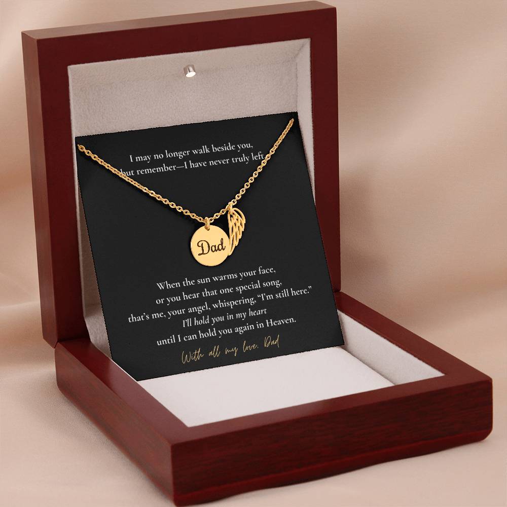 Memorial Jewelry for Loss of Dad – Remembrance Necklace with Angel Wing – Sympathy Gift Keepsake