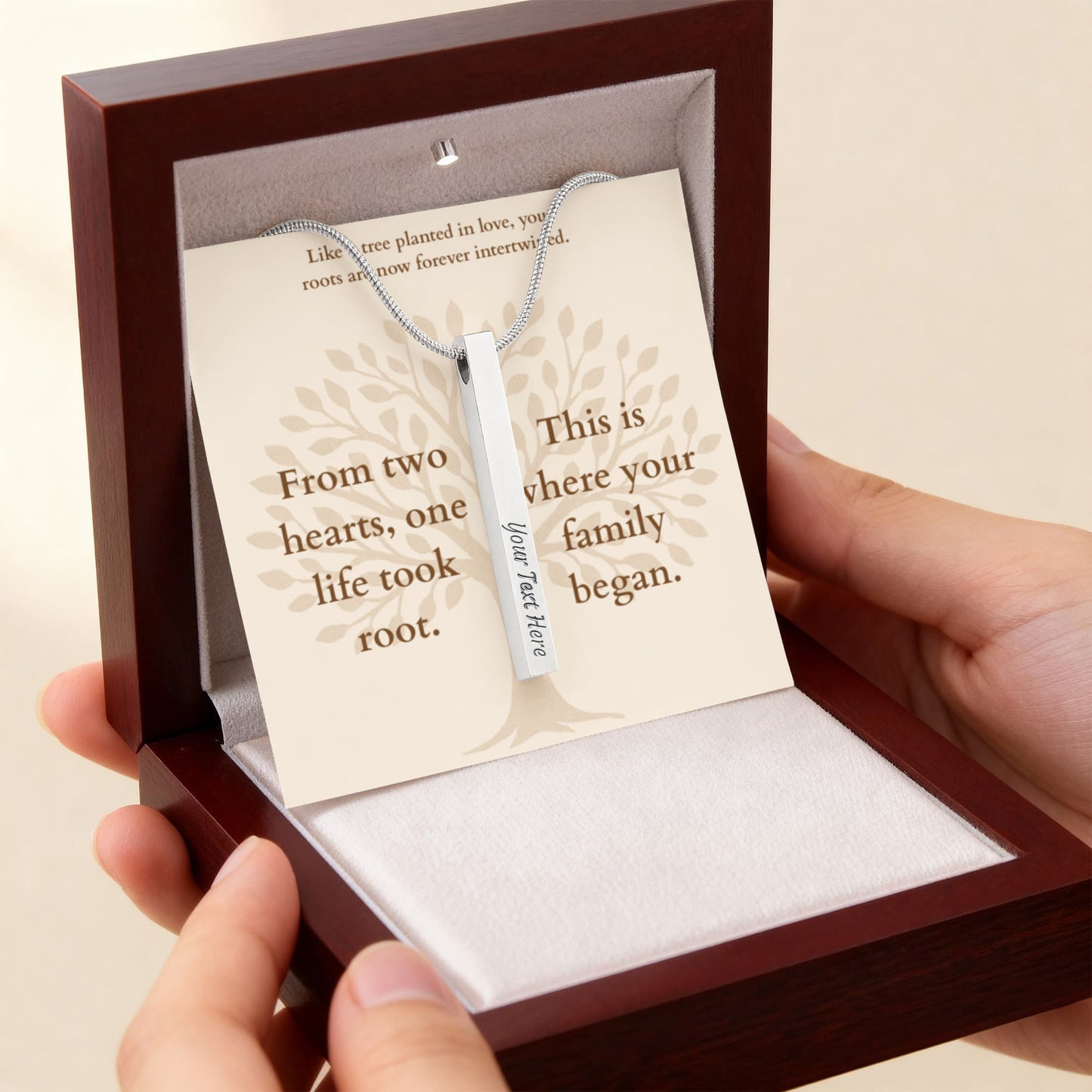Personalized Family Tree Necklace for New Parents – Custom Engraved Pendant with Baby Name & Birth Date