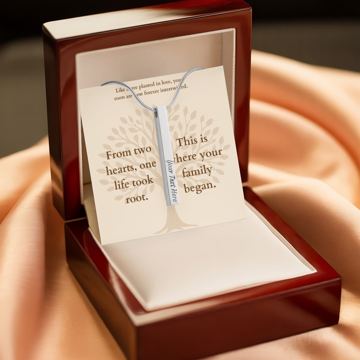 Personalized Family Tree Necklace for New Parents – Custom Engraved Pendant with Baby Name & Birth Date