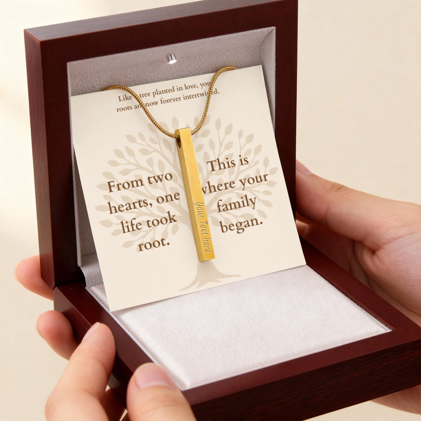 Personalized Family Tree Necklace for New Parents – Custom Engraved Pendant with Baby Name & Birth Date