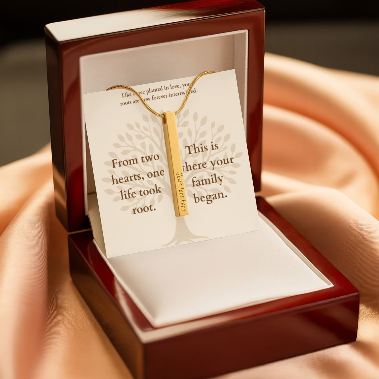 Personalized Family Tree Necklace for New Parents – Custom Engraved Pendant with Baby Name & Birth Date