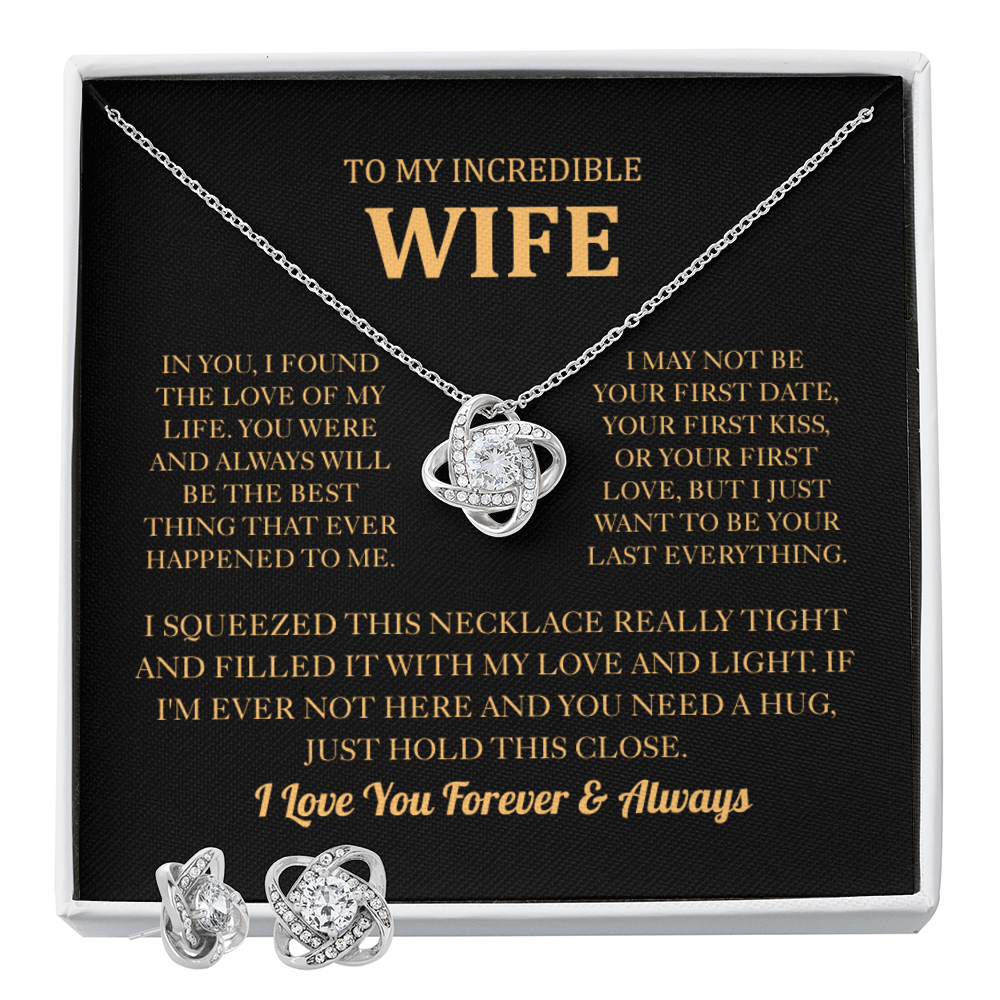 To My Wife Love Knot Necklace & Earring Set