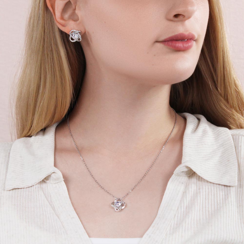 To My Wife Love Knot Necklace & Earring Set