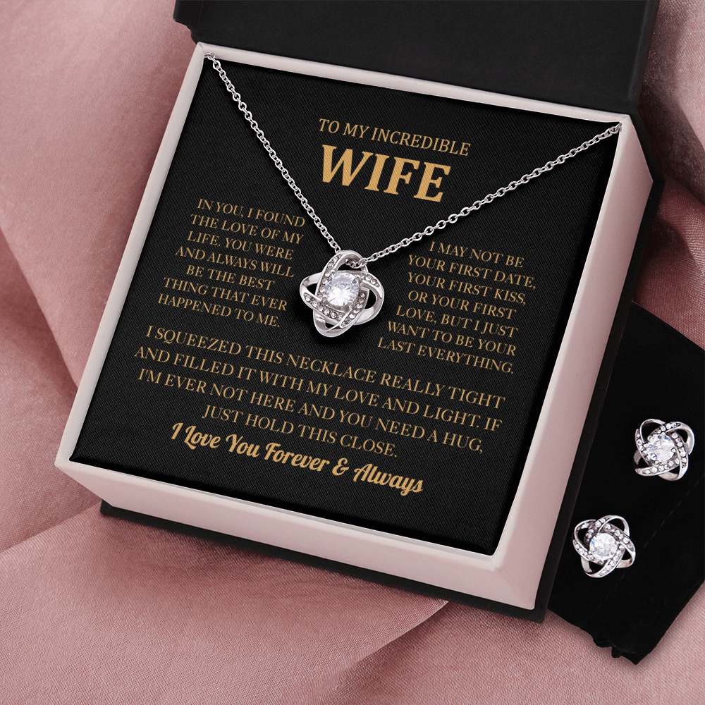 To My Wife Love Knot Necklace & Earring Set