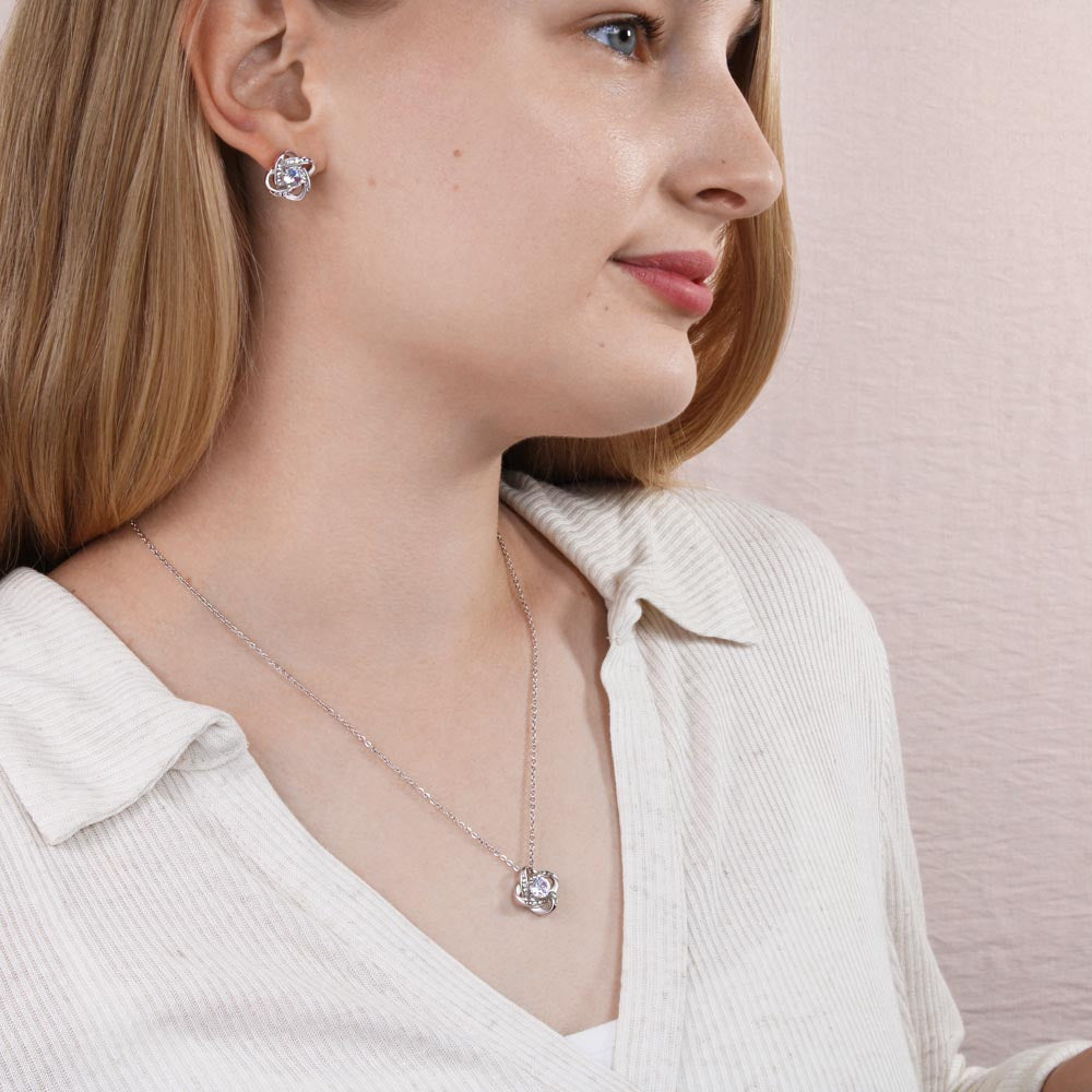 To My Wife Love Knot Necklace & Earring Set