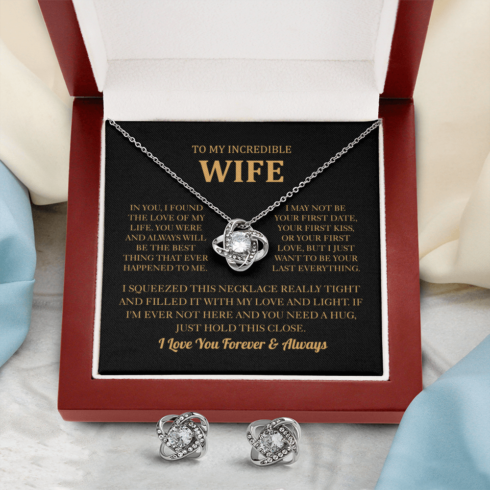To My Wife Love Knot Necklace & Earring Set