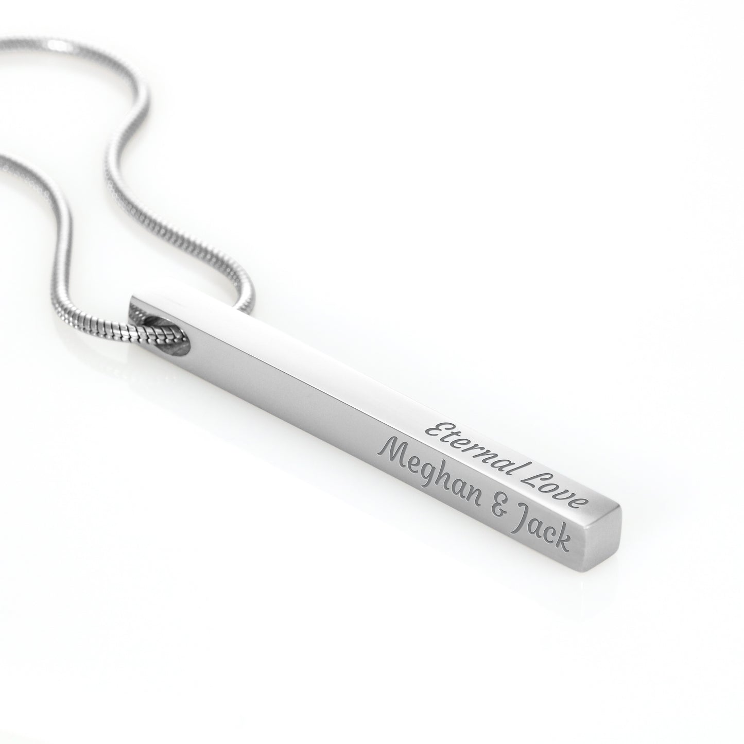 Custom 4-Sided Engraved Bar Necklace – Personalized Mom Gift with Kids' Names, Mother's Day Jewelry Keepsake
