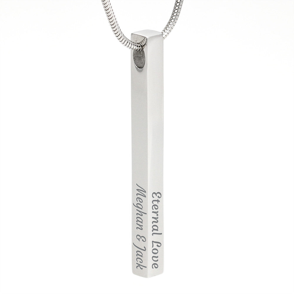 Custom 4-Sided Engraved Bar Necklace – Personalized Mom Gift with Kids' Names, Mother's Day Jewelry Keepsake