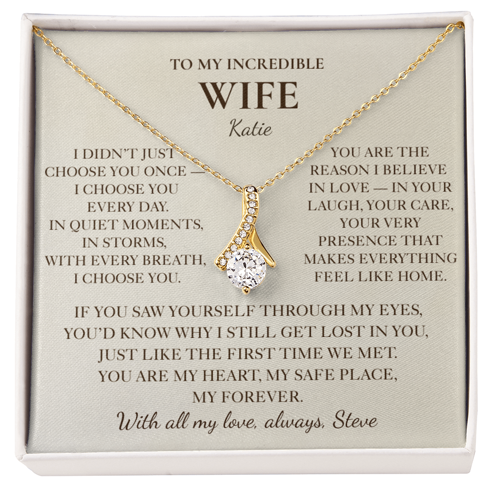 To My Wife Necklace - Personalized Romantic Gift Set with Message Card