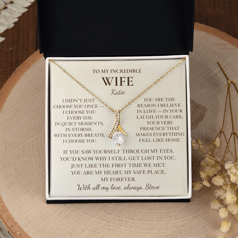 To My Wife Necklace - Personalized Romantic Gift Set with Message Card
