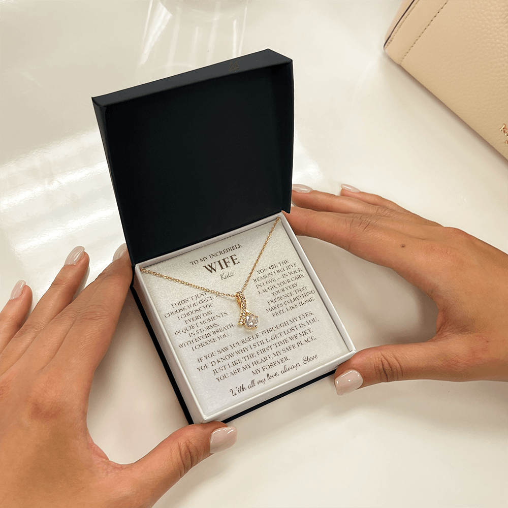 To My Wife Necklace - Personalized Romantic Gift Set with Message Card