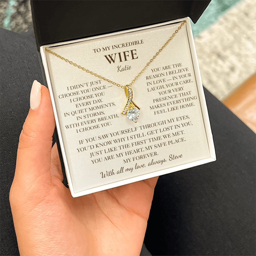 To My Wife Necklace - Personalized Romantic Gift Set with Message Card