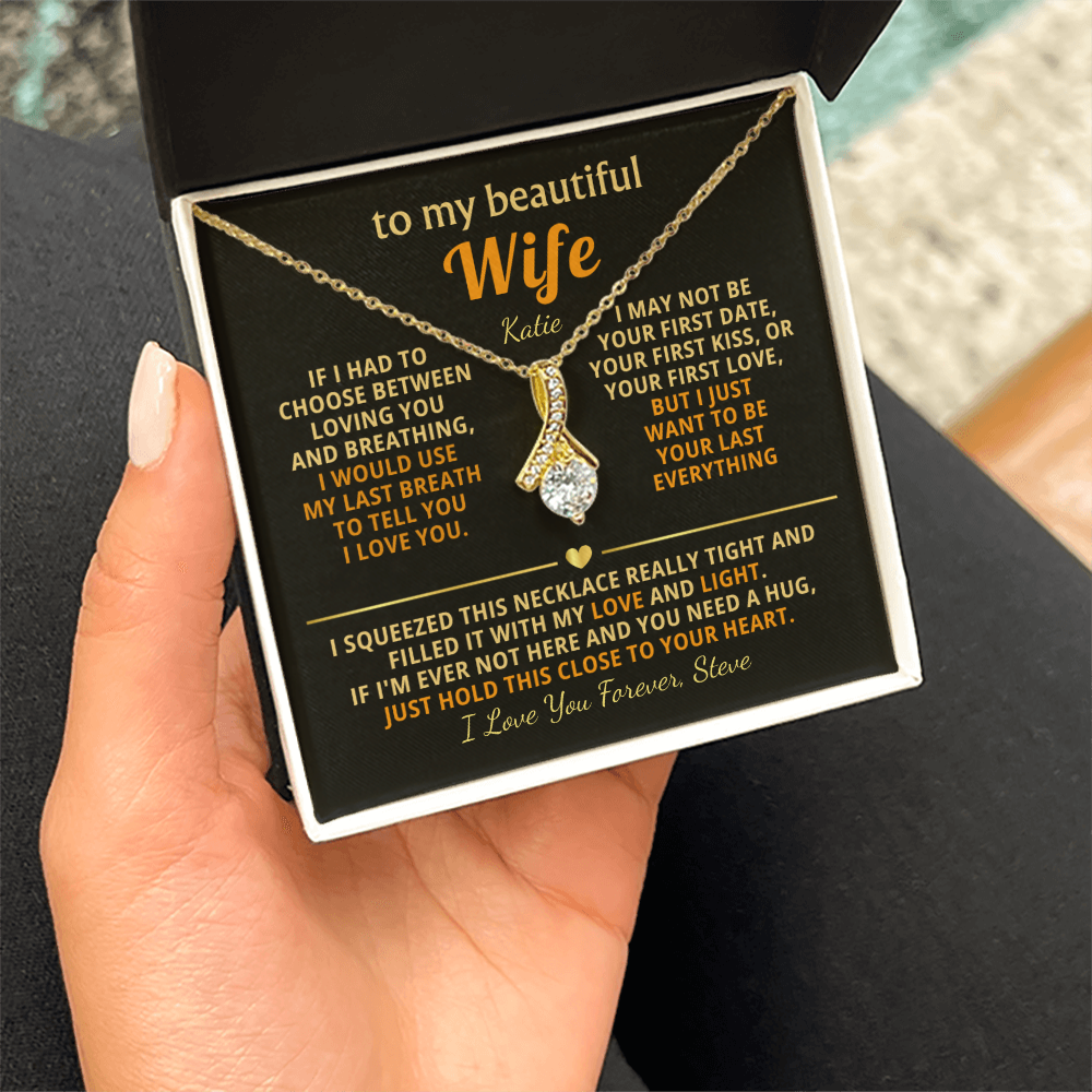 Personalized To My Wife Necklace - Heartfelt Gift Set for Christmas, Anniversary or Birthday