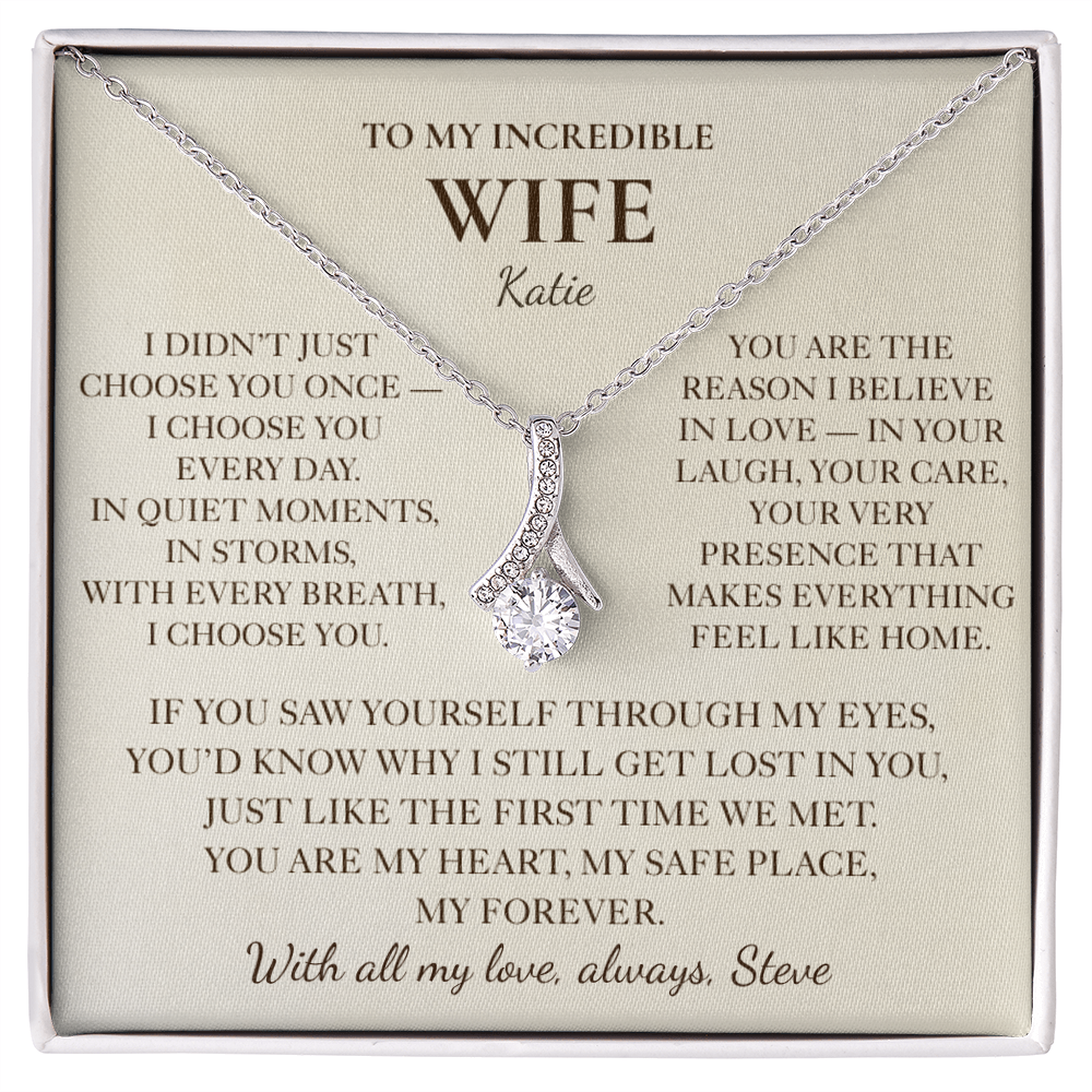 To My Wife Necklace - Personalized Romantic Gift Set with Message Card