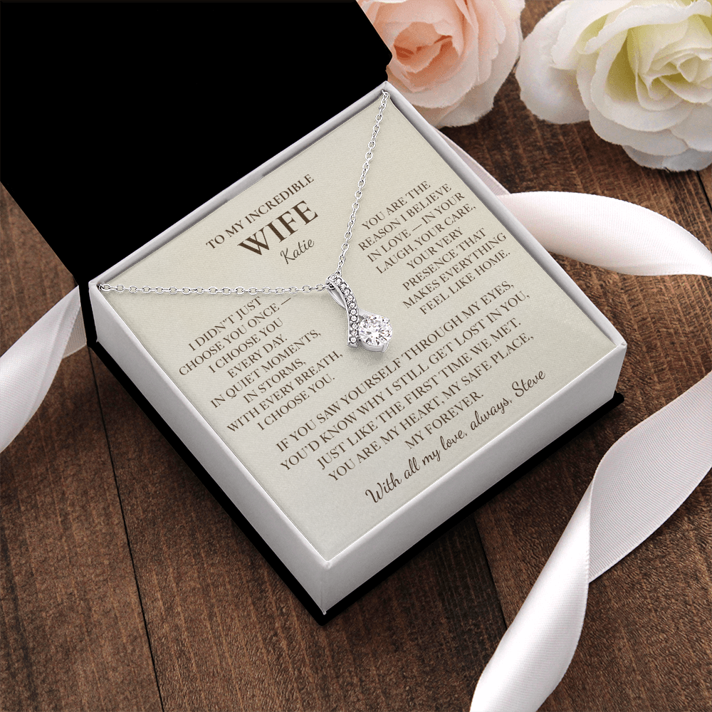 To My Wife Necklace - Personalized Romantic Gift Set with Message Card