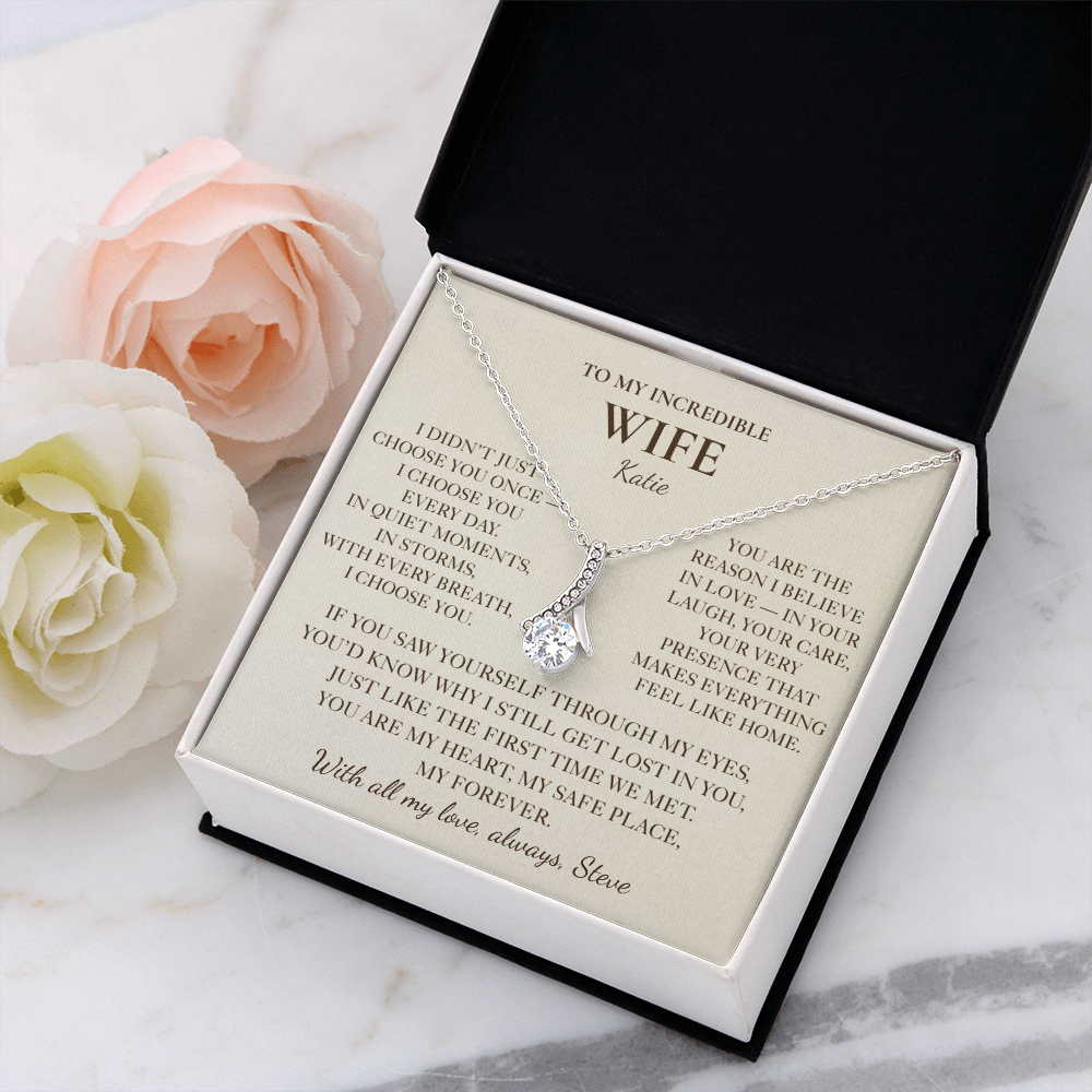 To My Wife Necklace - Personalized Romantic Gift Set with Message Card