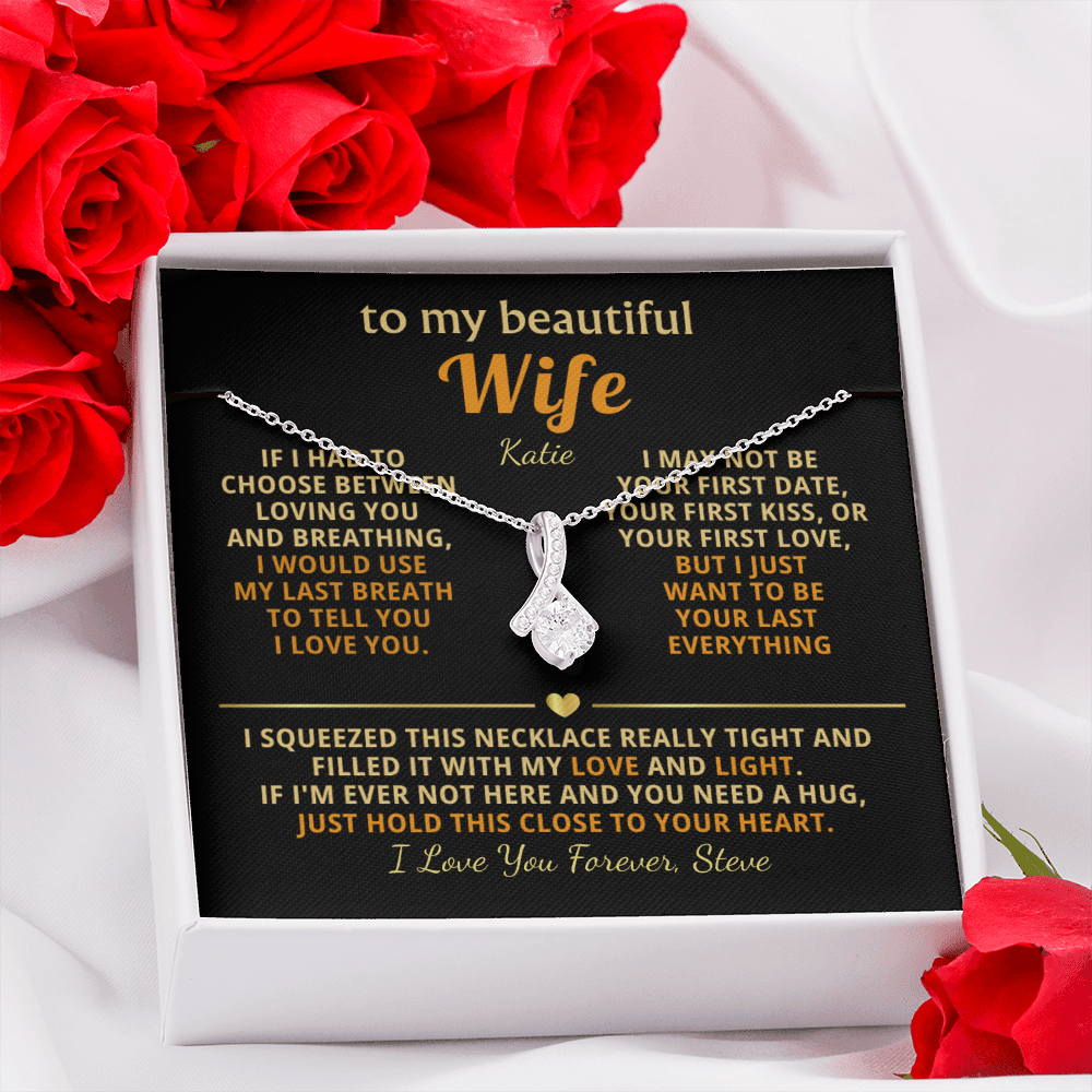 Personalized To My Wife Necklace - Heartfelt Gift Set for Christmas, Anniversary or Birthday