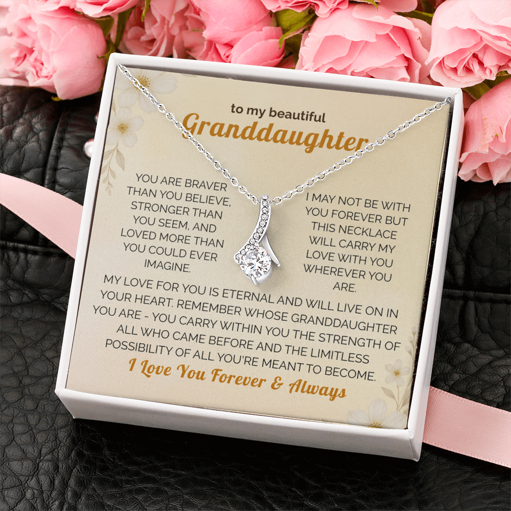 Granddaughter Gift Necklace - Jewelry with Inspirational Message from Grandma or Grandpa