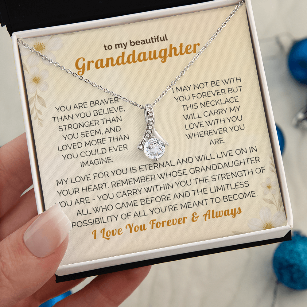 Granddaughter Gift Necklace - Jewelry with Inspirational Message from Grandma or Grandpa