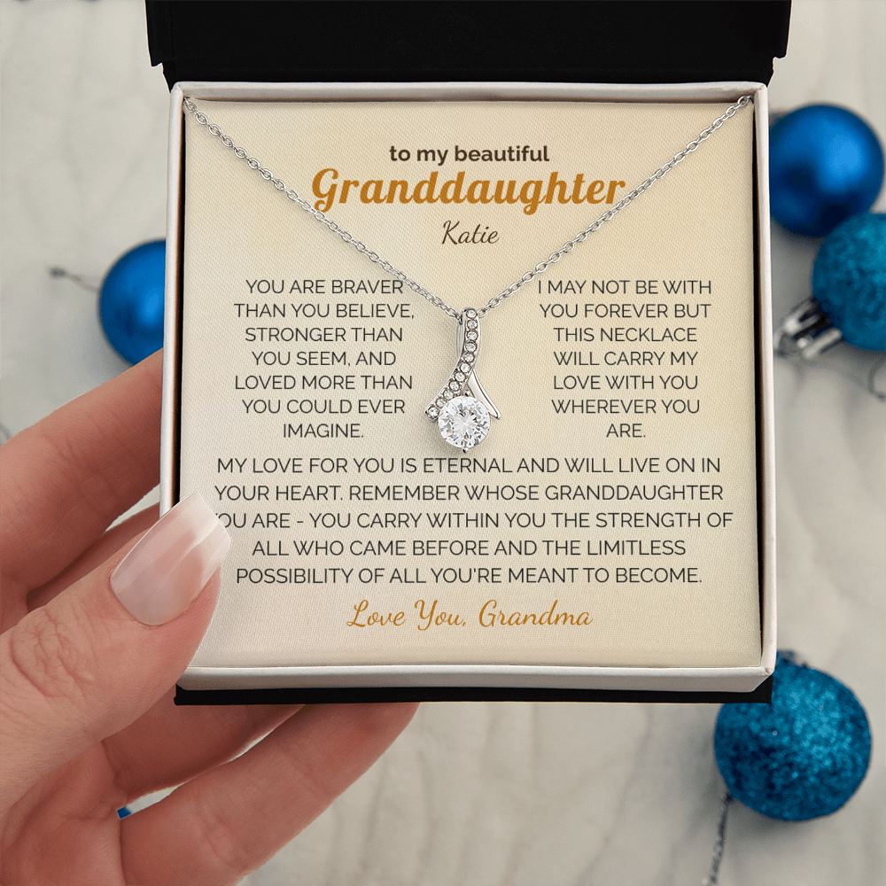Personalized Granddaughter Gift Necklace - Jewelry with Inspirational Message from Grandma or Grandpa
