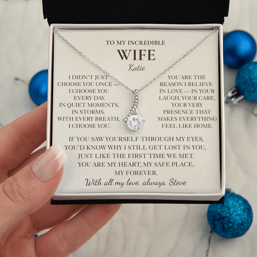 To My Wife Necklace - Personalized Romantic Gift Set with Message Card