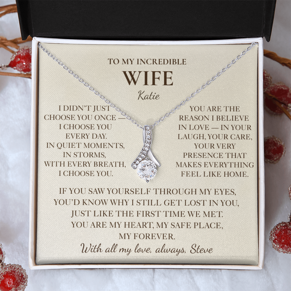 To My Wife Necklace - Personalized Romantic Gift Set with Message Card