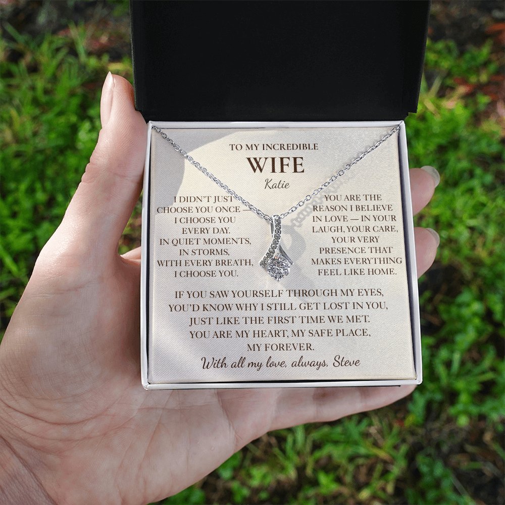 To My Wife Necklace - Personalized Romantic Gift Set with Message Card