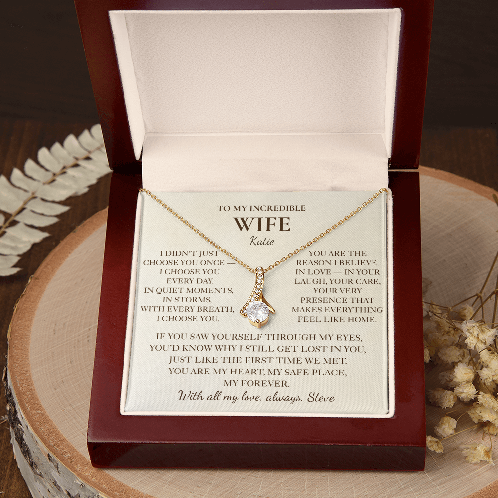 To My Wife Necklace - Personalized Romantic Gift Set with Message Card
