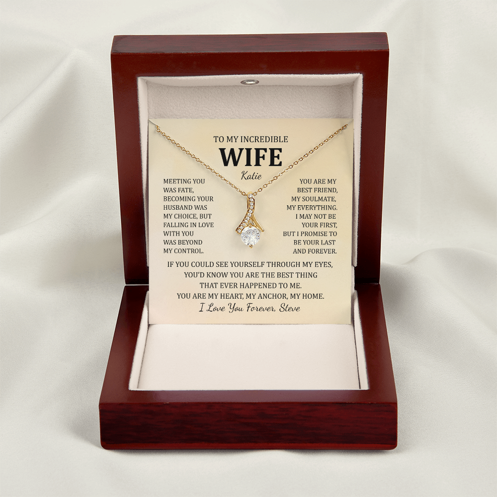 Personalized “To My Wife” Necklace – Romantic Gift Set (Beige Card)