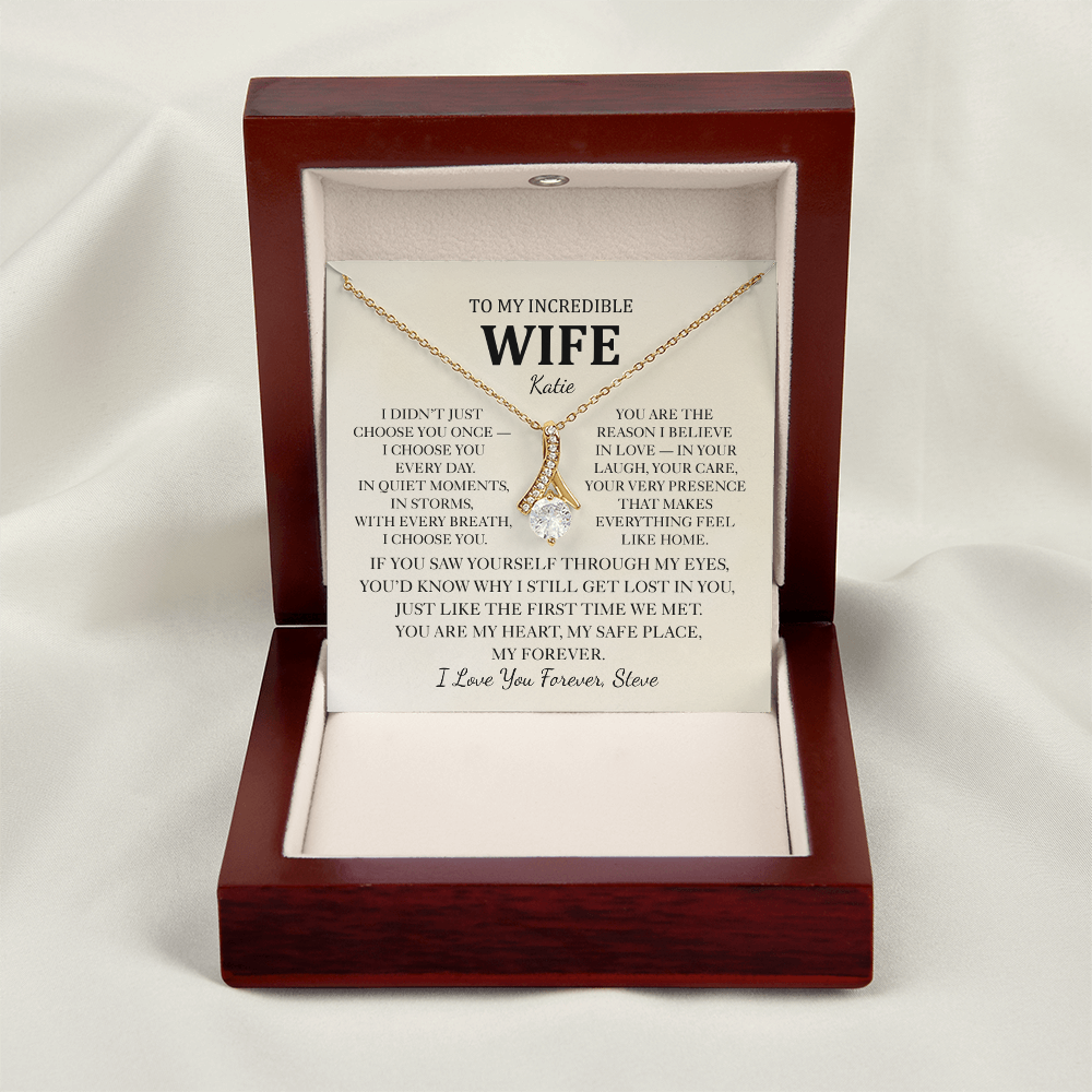 Personalized To My Wife Necklace - Romantic Gift Set with Message Card