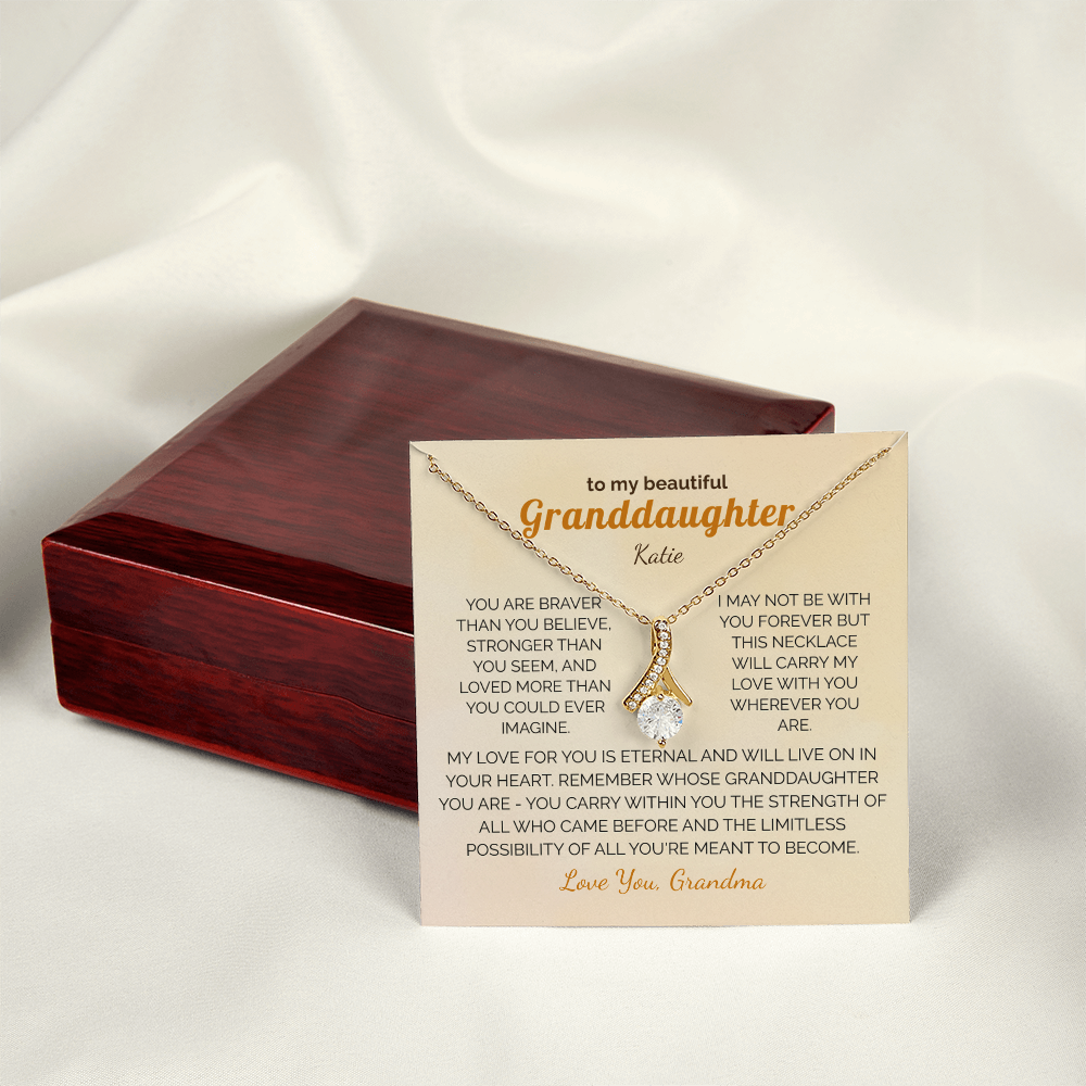 Personalized Granddaughter Gift Necklace - Jewelry with Inspirational Message from Grandma or Grandpa