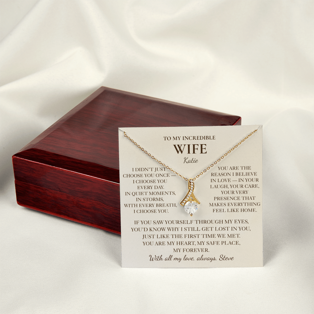 To My Wife Necklace - Personalized Romantic Gift Set with Message Card