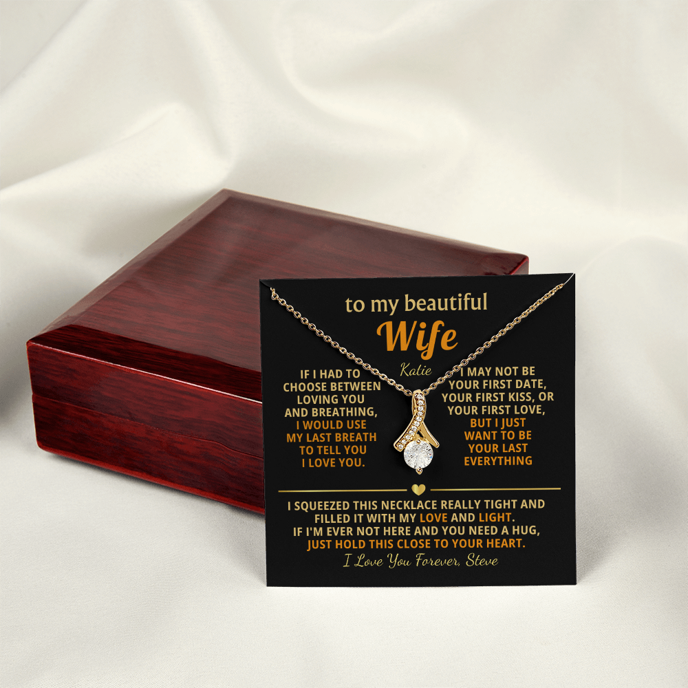 Personalized To My Wife Necklace - Heartfelt Gift Set for Christmas, Anniversary or Birthday