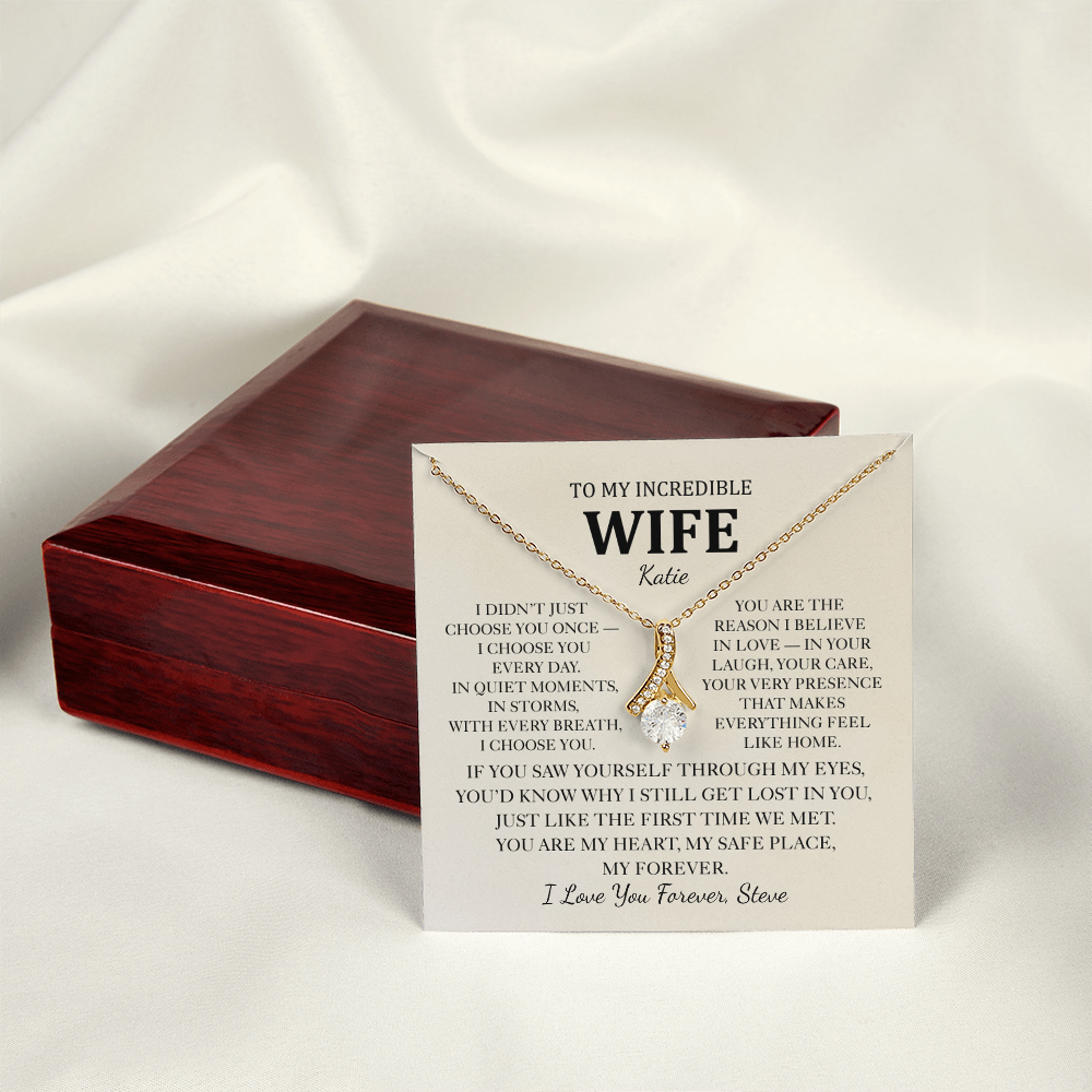 Personalized To My Wife Necklace - Romantic Gift Set with Message Card