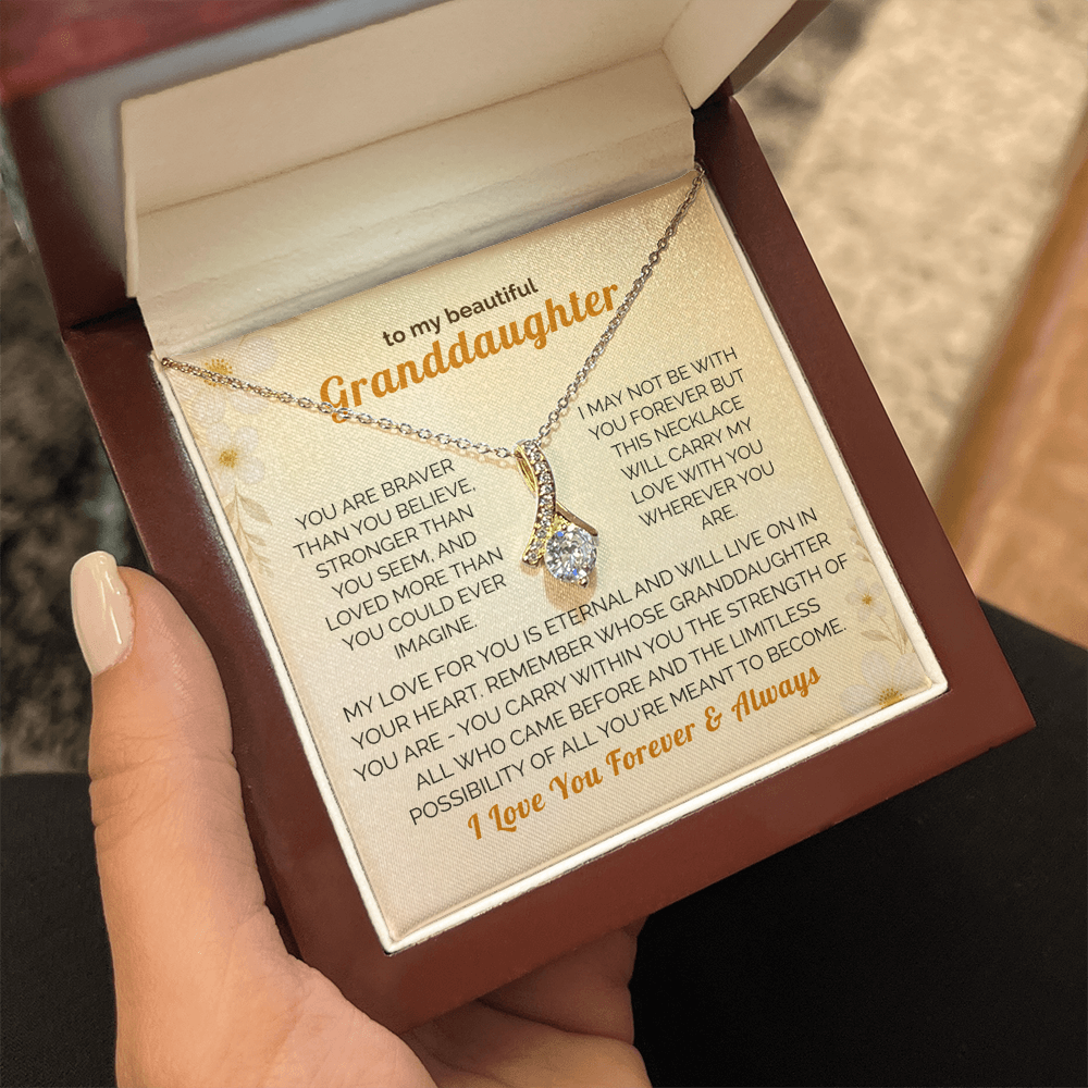 Granddaughter Gift Necklace - Jewelry with Inspirational Message from Grandma or Grandpa