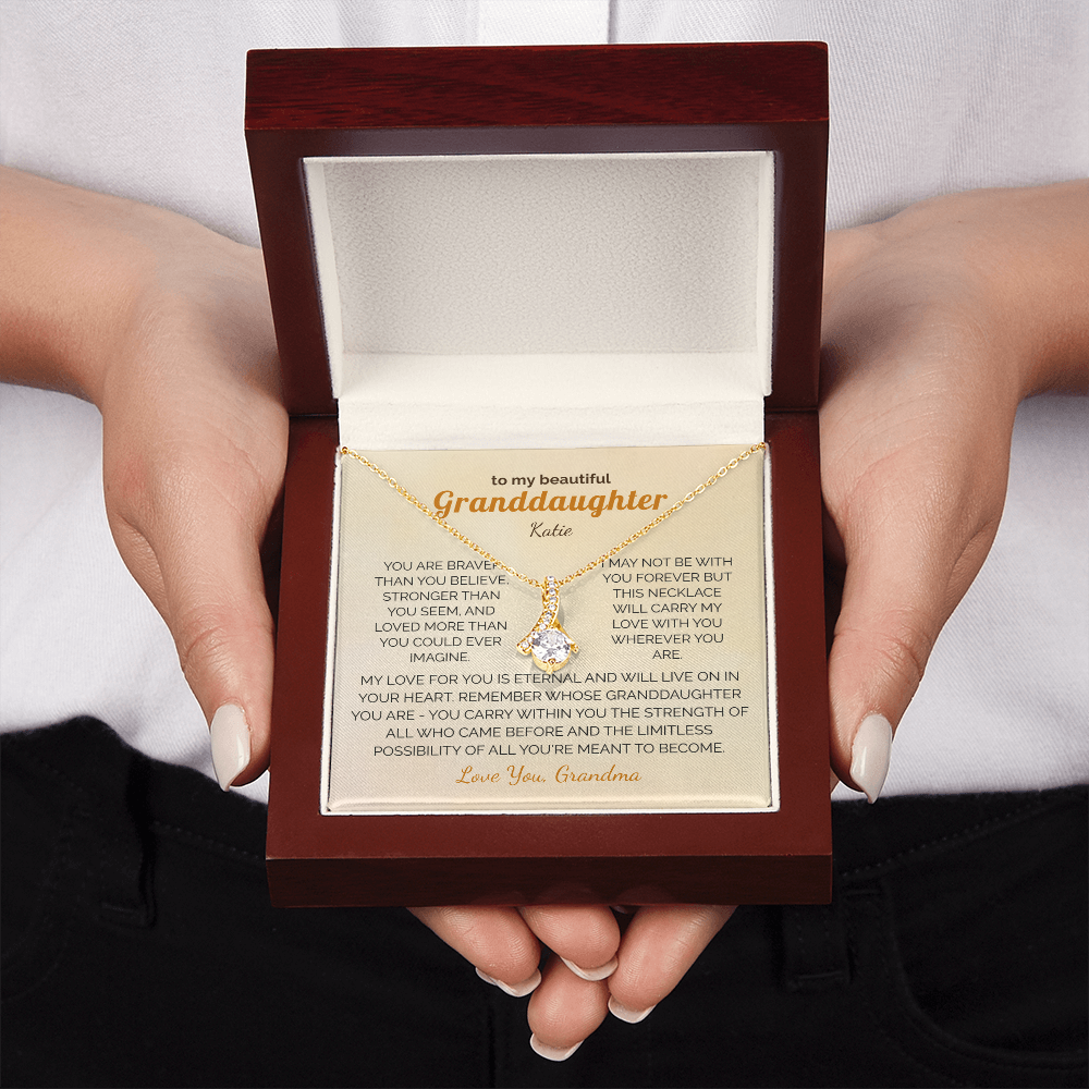 Personalized Granddaughter Gift Necklace - Jewelry with Inspirational Message from Grandma or Grandpa