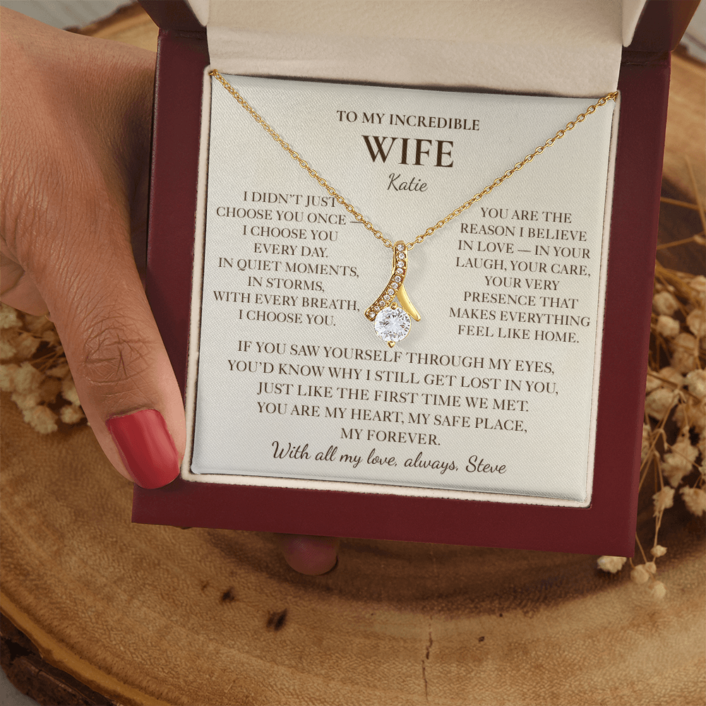To My Wife Necklace - Personalized Romantic Gift Set with Message Card