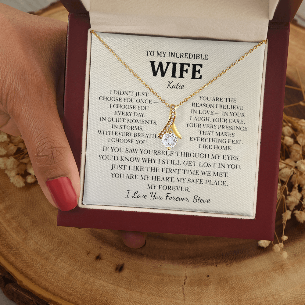 Personalized To My Wife Necklace - Romantic Gift Set with Message Card