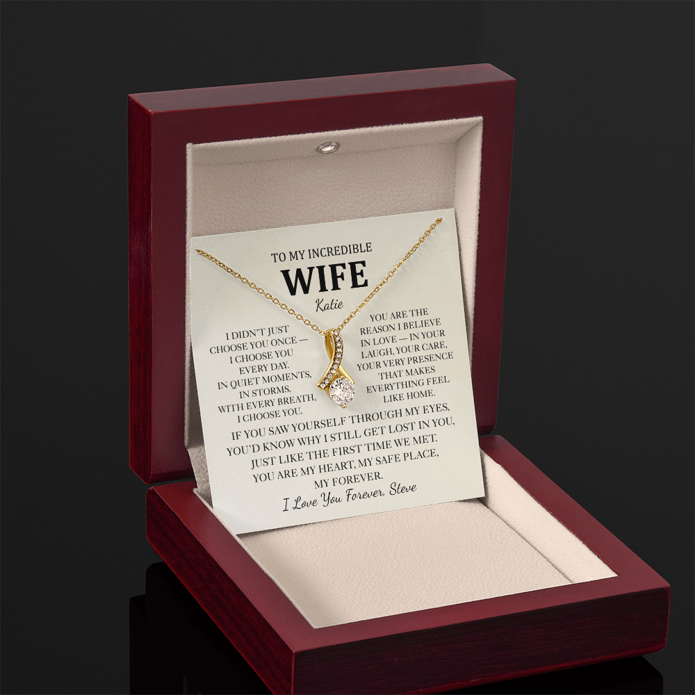 Personalized To My Wife Necklace - Romantic Gift Set with Message Card