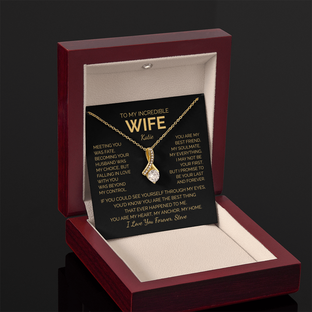 Personalized To My Wife Necklace - Romantic Gift Set (Black Card)