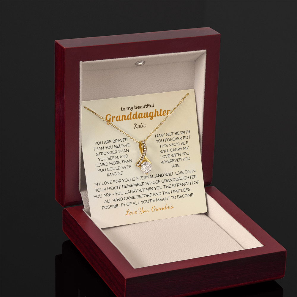 Personalized Granddaughter Gift Necklace - Jewelry with Inspirational Message from Grandma or Grandpa