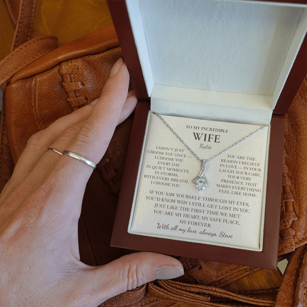 To My Wife Necklace - Personalized Romantic Gift Set with Message Card
