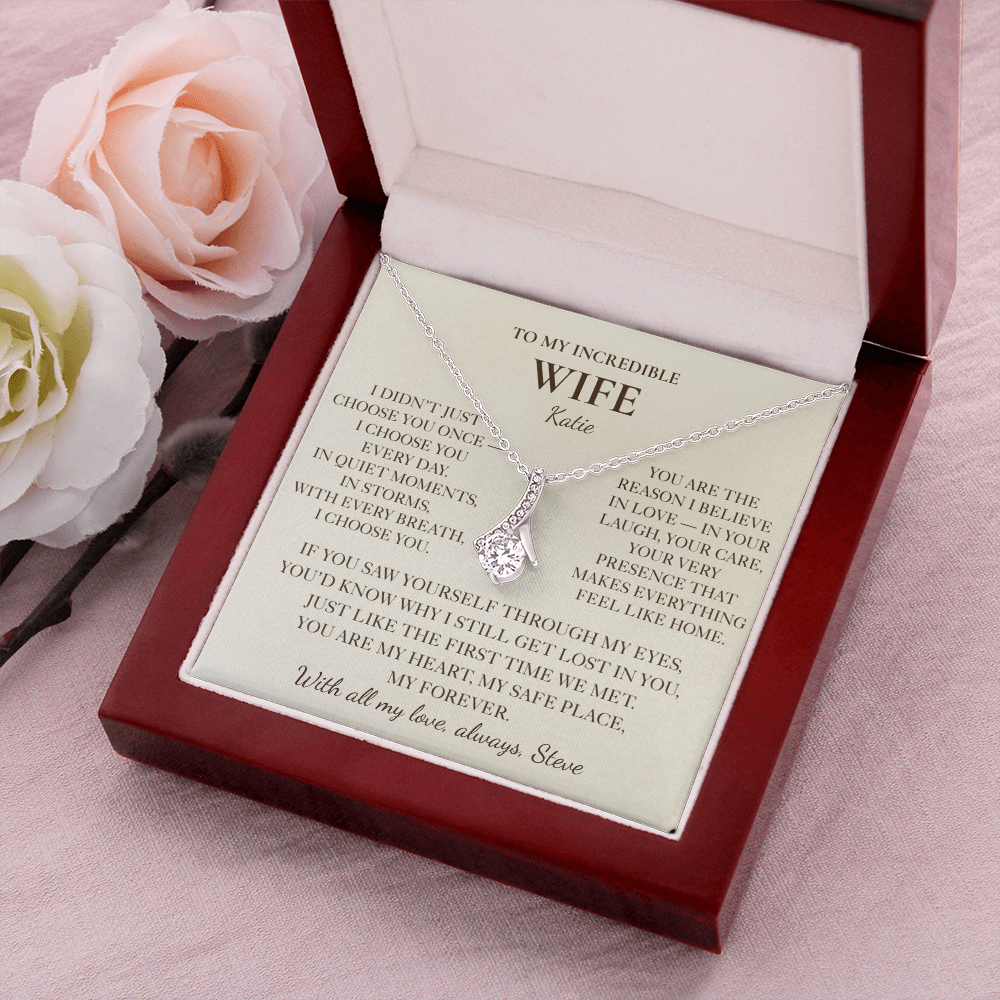 To My Wife Necklace - Personalized Romantic Gift Set with Message Card