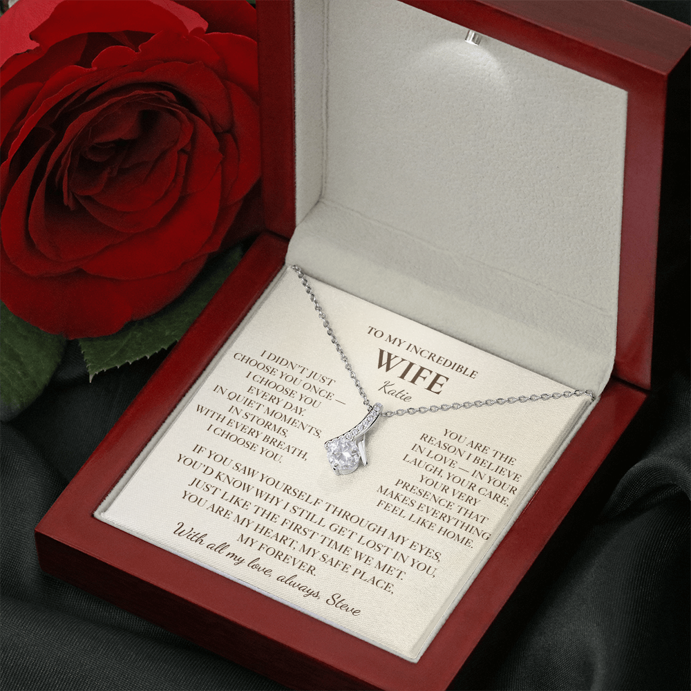 To My Wife Necklace - Personalized Romantic Gift Set with Message Card