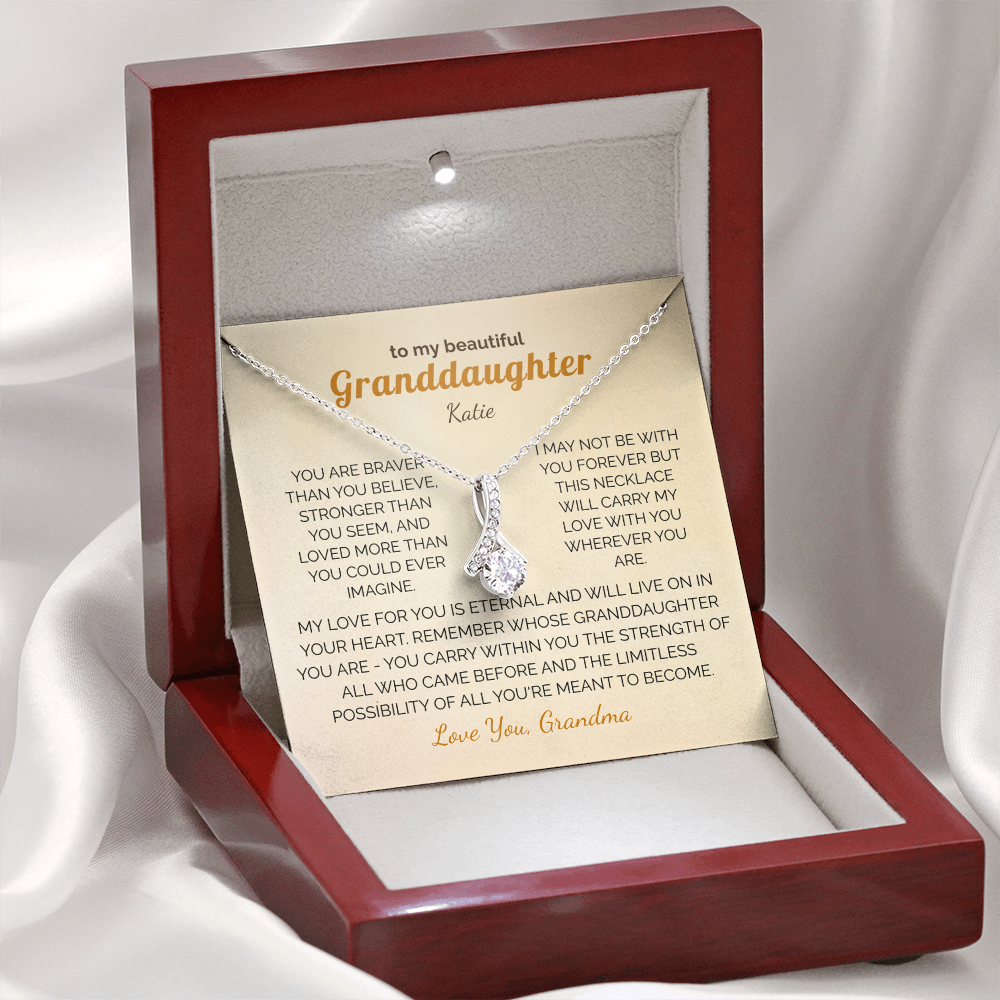 Personalized Granddaughter Gift Necklace - Jewelry with Inspirational Message from Grandma or Grandpa