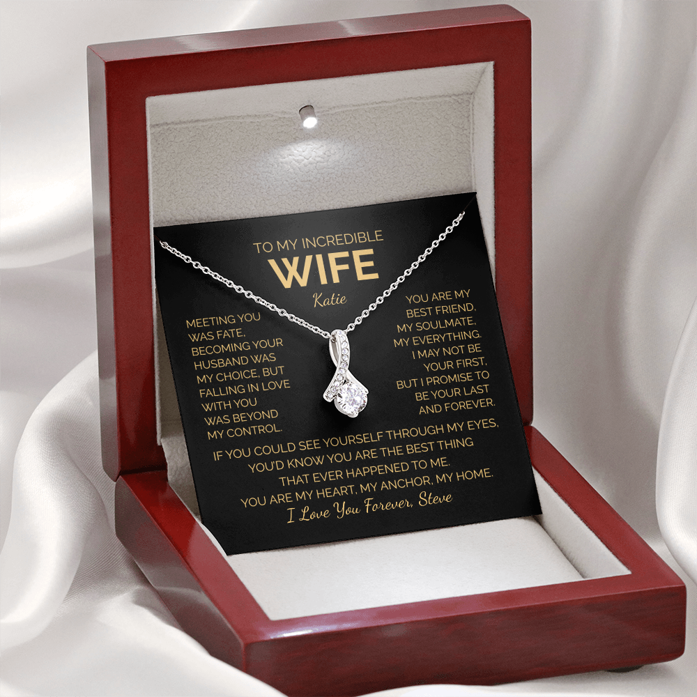 Personalized To My Wife Necklace - Romantic Gift Set (Black Card)